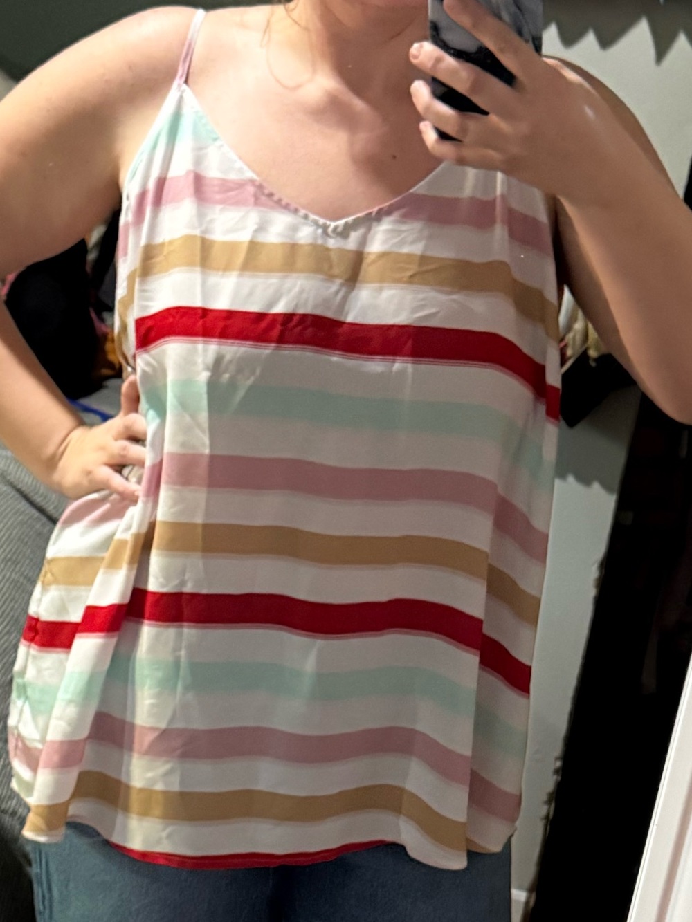 Maurices Multi-Color Striped V-Neck Camisole